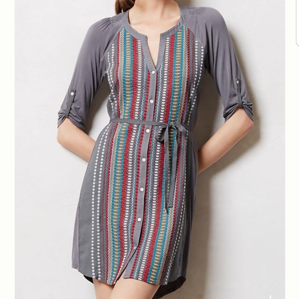 Anthro Tiny embroidered shirt dress / tunic